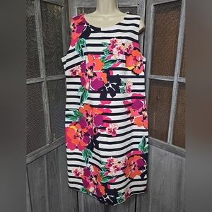 Talbot's Women's Sz 16 Floral Striped Sleeveless Dress, NWT